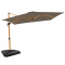 Zweefparasol Pisogne 300x300cm – Premium parasol – houtlook - Taupe | Incl. 4 vulbare tegels