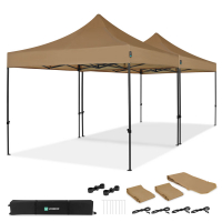 Easy-Up Party Tent – 6x3 m | Set incl. 2x Party Tent and 1x Connection Kit - Beige