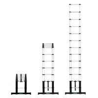 VONROC PRO Telescoopladder - 3,80 meter - nieuw 2023 model | met softclose & dwarsbalk 