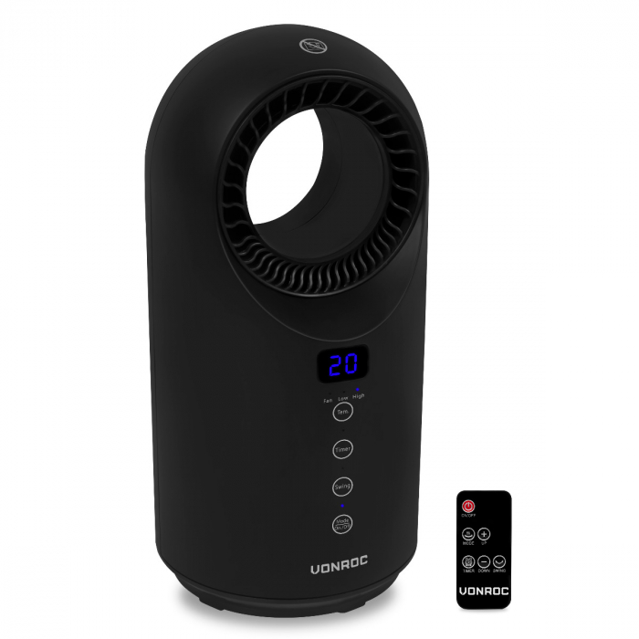 Elektrische ventilatorkachel – 1000W/1500W - Keramisch – zwart | bladeless - zwenkfunctie main product photo