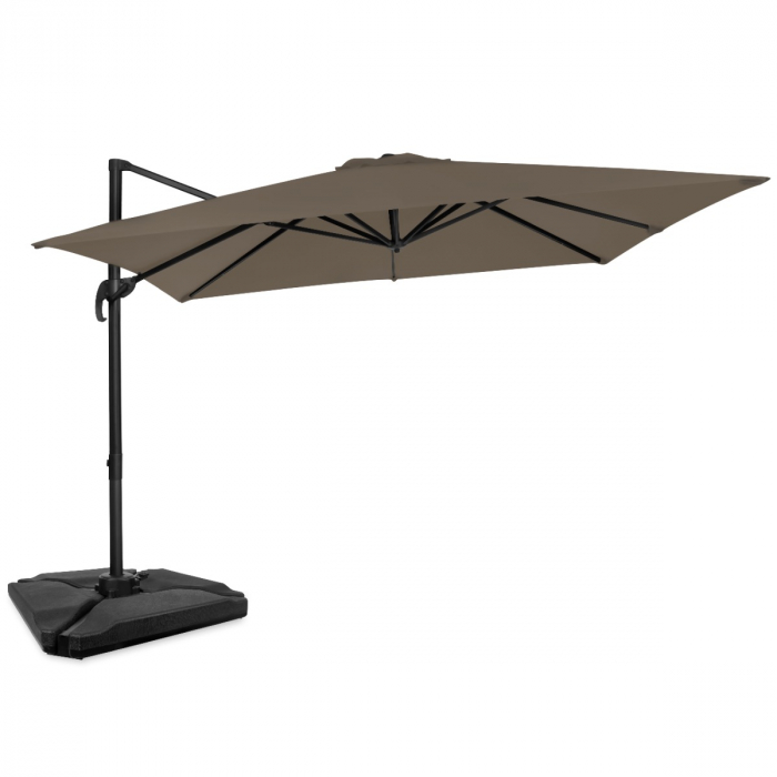 Zweefparasol Pisogne 300x300cm – Premium parasol - Taupe | Incl. 4 vulbare tegels main product photo