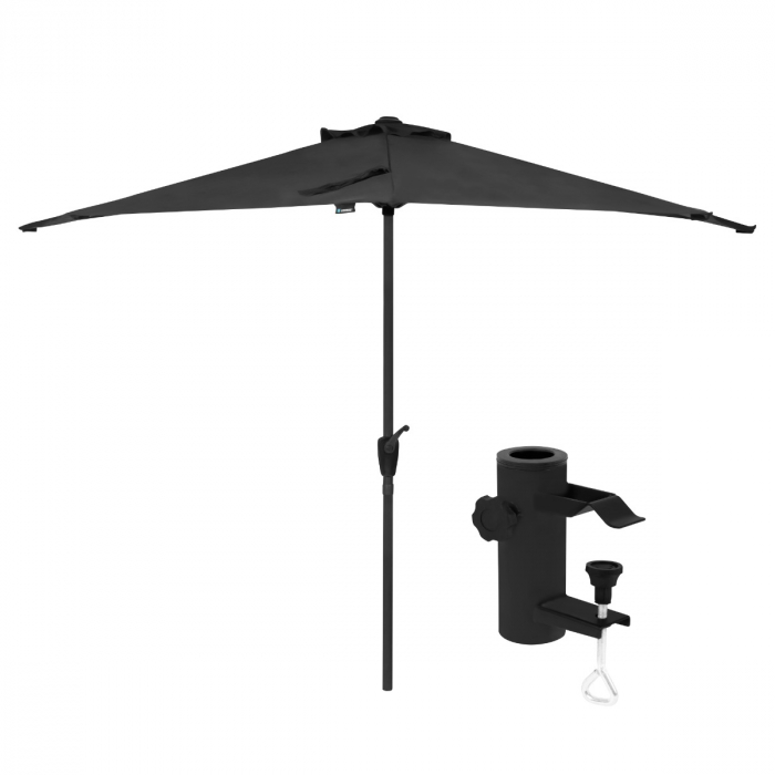 Balkon parasol Magione – Premium parasol 270x135cm - Antraciet/zwart | Incl. parasolhouder main product photo