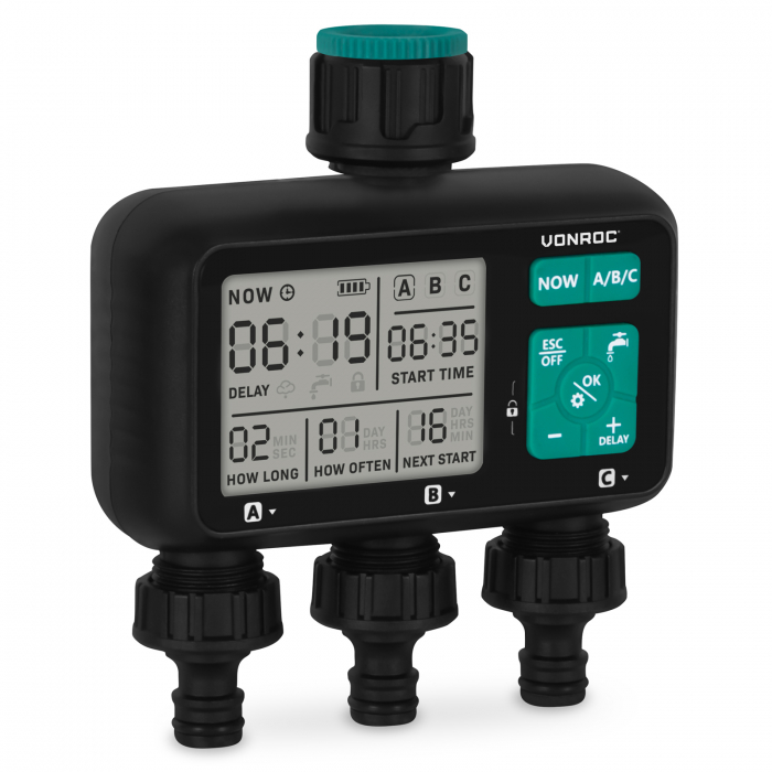 3-weg watertimer - 3 zones | Instelbare bewateringstijd en -frequentie per zone main product photo