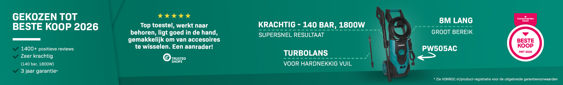 V18-1 hogedrukreiniger gekozen tot beste koop 2026 volgens de consumentenbond