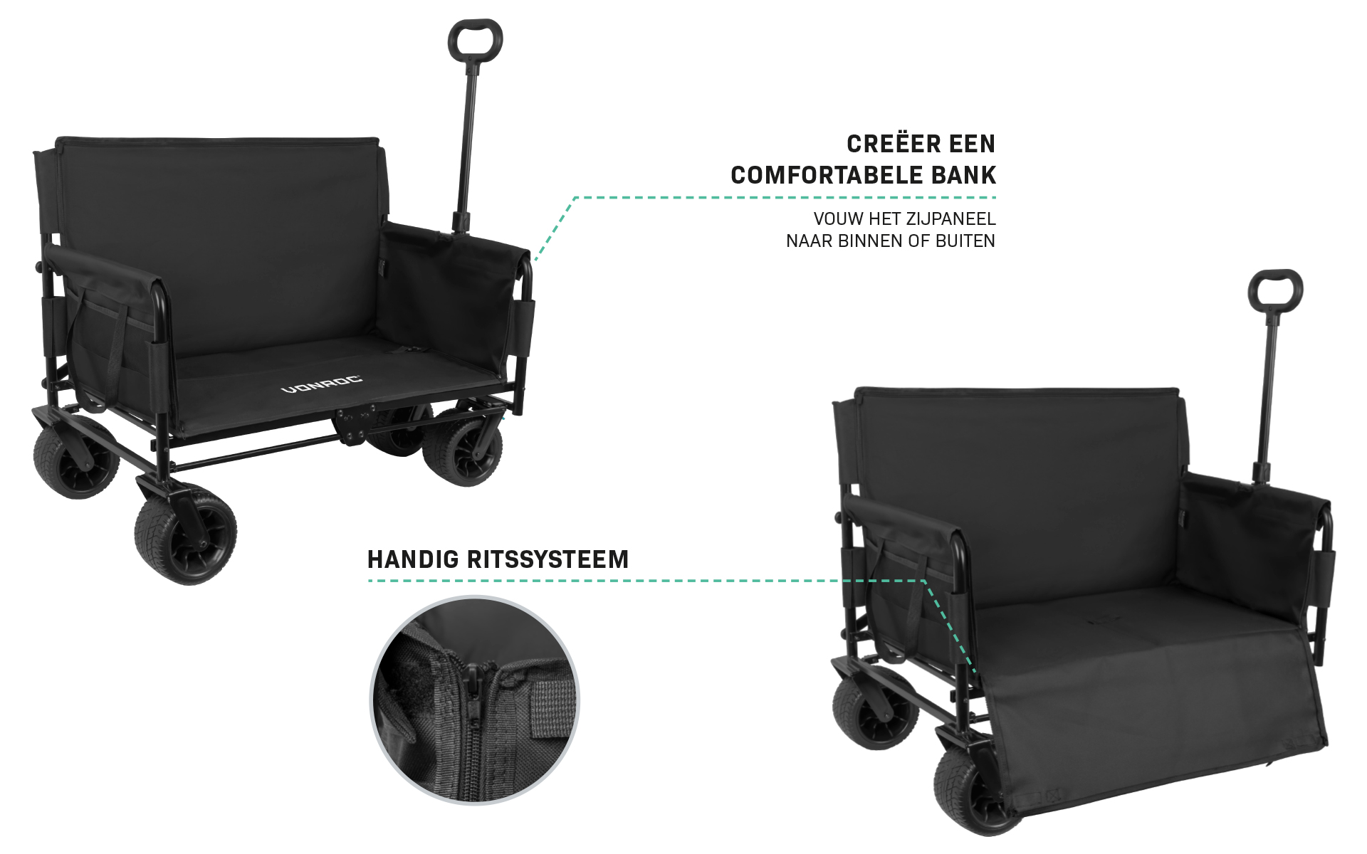 VONROC bolderkar met zitje